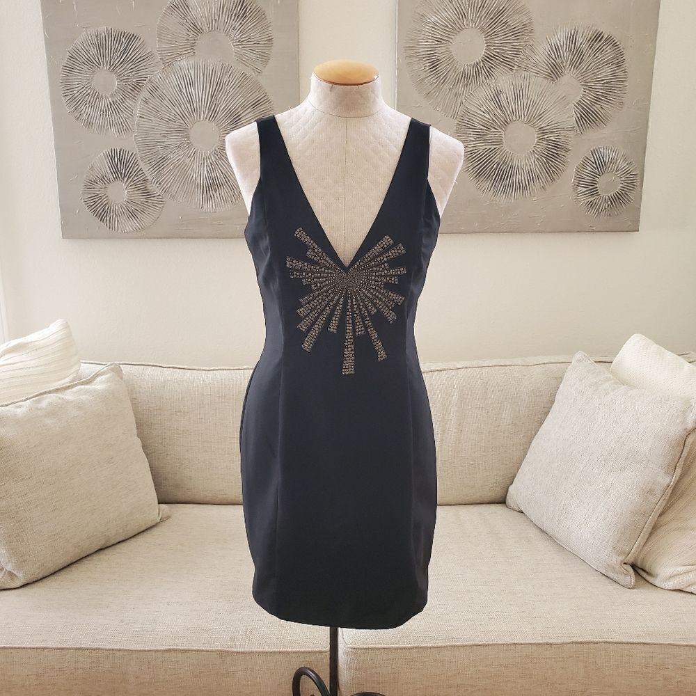 Stella & Jamie Black Embellished Party Dress sz Med